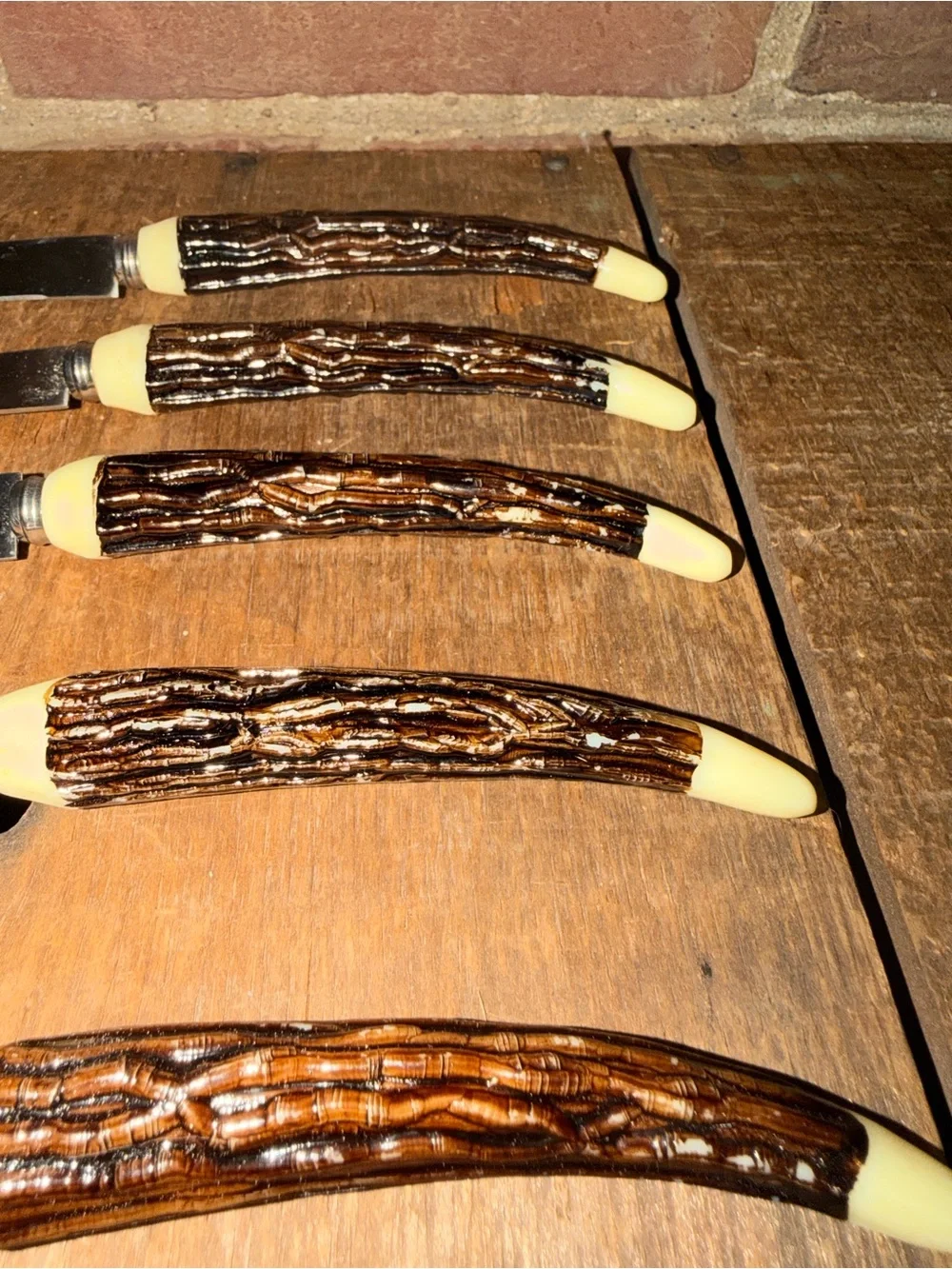 Steak Knives Dark Stag Antler Deer -Textured Handles Japan Stainless Steel
